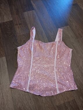 Grace Karin Pink Sequin Camisole Tank Top